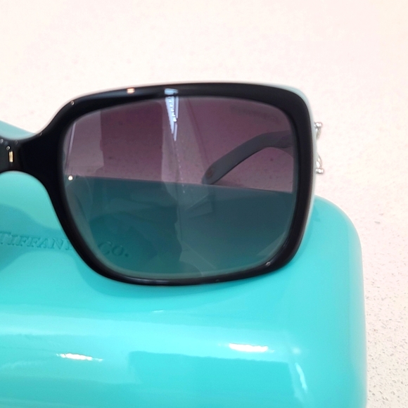 NWOT Tiffany & Co Square Black Sunglasses with crystal detail 🕶 - Picture 7 of 11